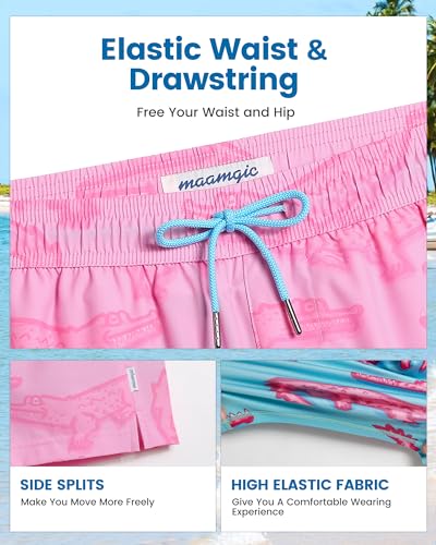 maamgic 7 Inch Mens Swim Trunks with Compression Liner Board Shorts with Zippered Pocket Bathing Suit for Beach Vacation - Image 4