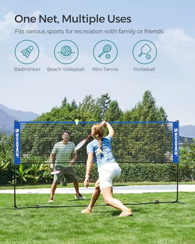 image for SONGMICS 10 ft Badminton Net, Height Adjustable Volleyball Net, Pickle