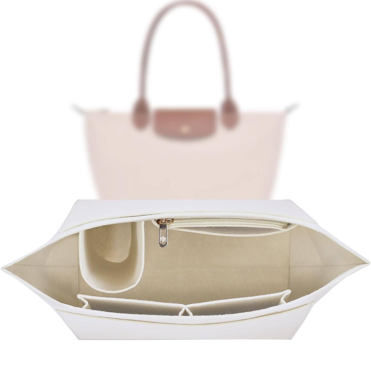 Sunshine smile Organizer für Longchamp Tasche,Organizer für Longchamp Pliage S,Tascheninnenorganizer,Taschenorganizer,Multi-Pocket Felt Handbag,Filz Taschenorganizer mit Mehreren Taschen