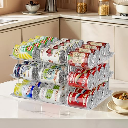 Can Organizer for Pantry, Upgraded Thickened Modular 3-Tier Combinable Can Storage and Beverage...