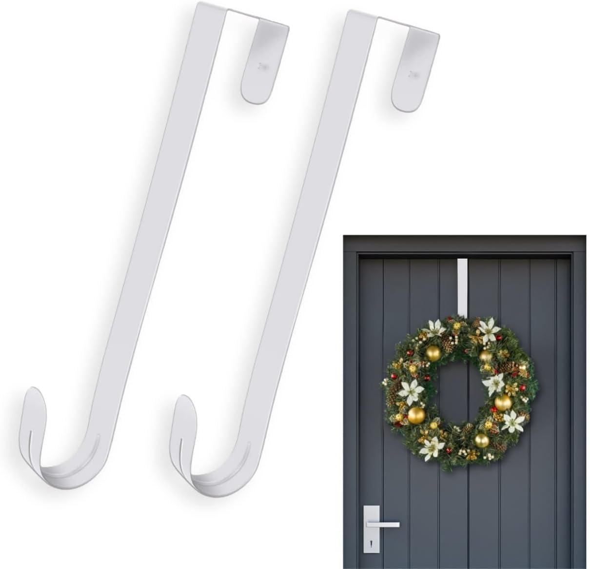 Homesecret Pk2 Wreath Hanger for Front Door, 12.5 Inch x 2.5cm Wide
