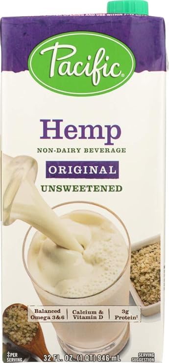 Pacifc Natural Foods Hemp Milk, Non-Dairy, Unsweetened Original 32 oz. (Pack of 12)