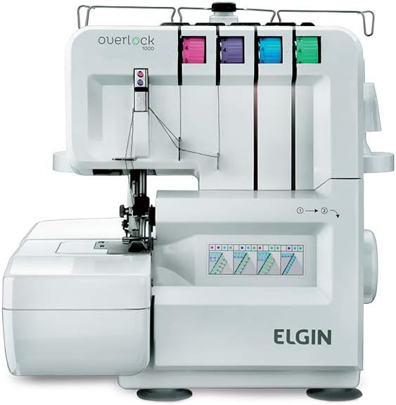 Máquina de Costura Overlock 1000 Elgin Portátil 1300 pontos por minuto Branca 220V