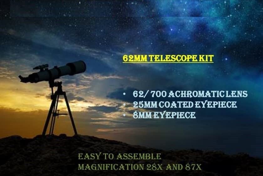 Image of Anand Traders 60mm Telescope Making kit 700mm Focal Length,25mm and 8mm Eyepiece,28x,87x Zoom