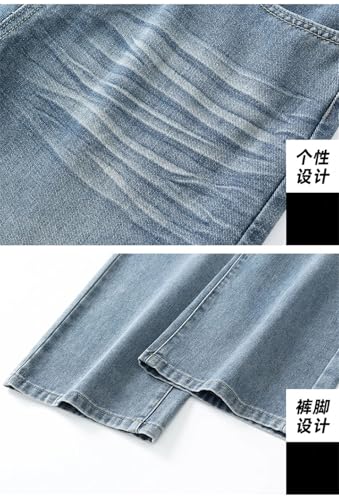 Men's High Street Fashion Washed Light Jeans Loose Fit Slim Straight Jeans3