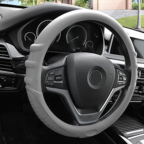 Fh Group Fh3003Gray Universal Fit Silicone With Grip And Pattern Massaging Grip Gray Steering Wheel Cover Fits Most Cars, Suvs, Trucks, And Vans #TOP2