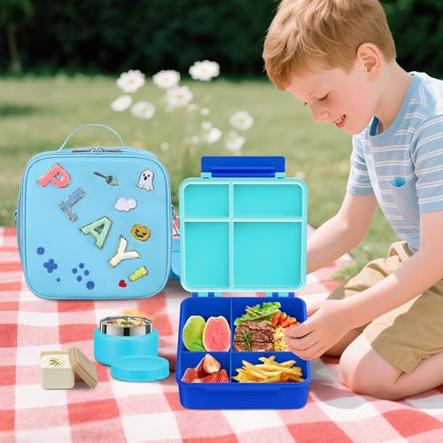 Image of Kids Bento Box - 4 Compartment, Leak-Proof, with Soup Thermo