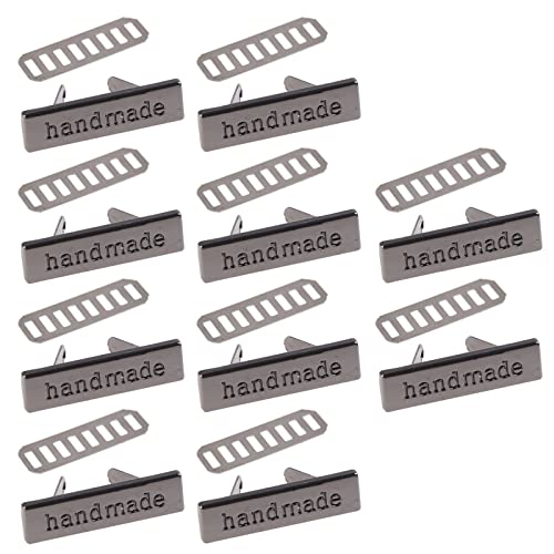 10pcs Metal Handmade Labels Tags for Clothes Jeans Shoes Bags Garment Rectangle Hand Made Printed Label Sewing Craft Accessories