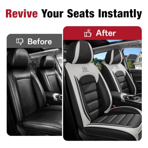 Image of Leather Front Seat Covers for Toyota Camry 2015-2026, Gray-White