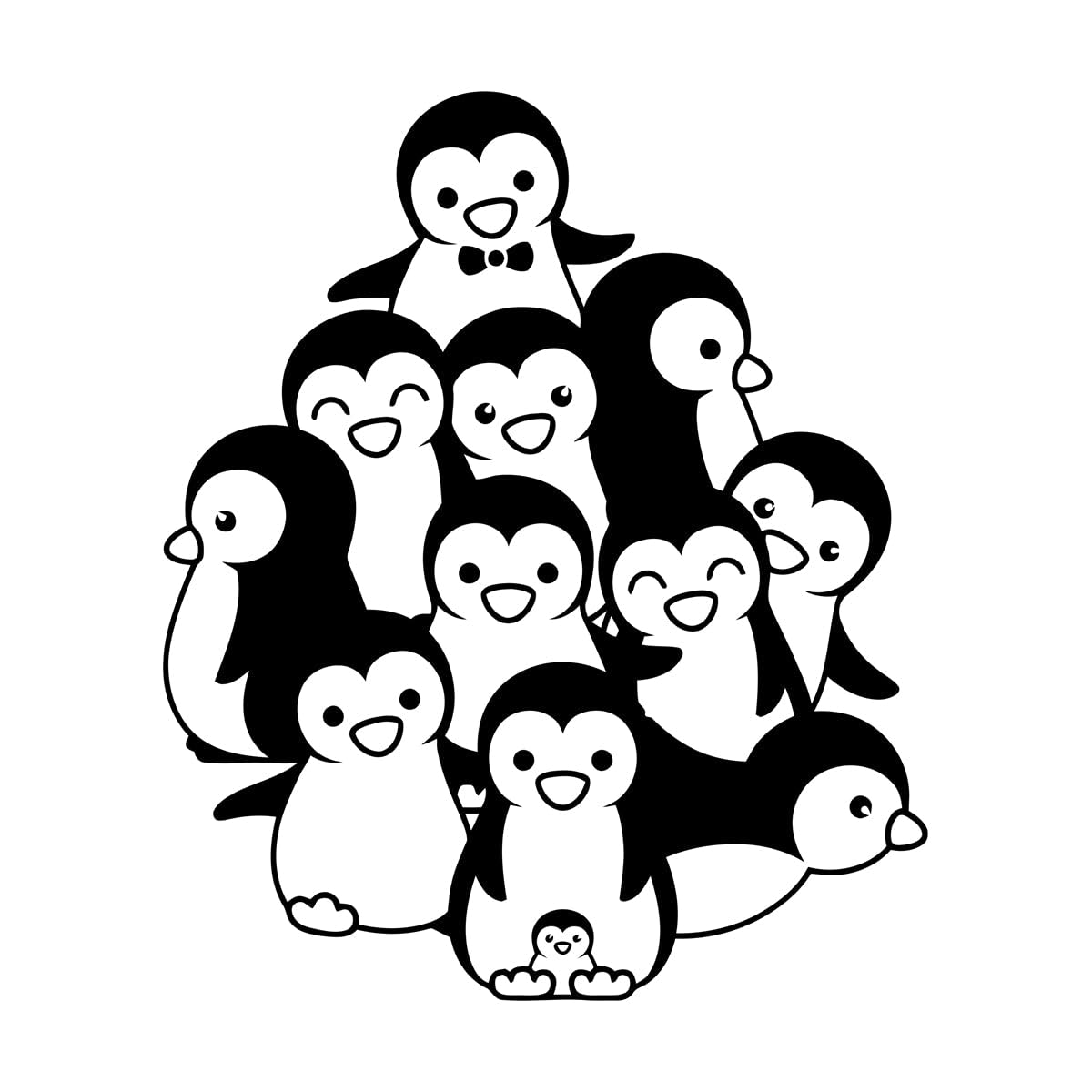 Penguins Baby Animals Nursery Kids Wall Decals PVC 54x67.2cm Do not Damage the wall Surface Large Black