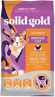 Solid Gold Let's Stay in - Dry Cat Food for Indoor Cats - Hairball & Sensitive Stomach Support - Grain & Gluten Free - Probiotics, Vitamins, Omega 3 & Fiber - Superfood, Antioxidant & Gut Health