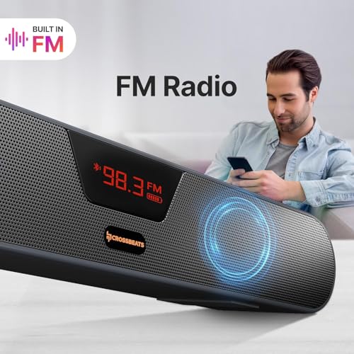 Image of CrossBeats Blaze B30 Bluetooth 30W Soundbar Gaming RGB Light, AUX, BT, SD Card, USB &FM, 8 Hrs Playtime Fast Charge Sound bar Smart tv with Built-in mic, Speaker for Mobile, PC, Laptop (B30 (New))