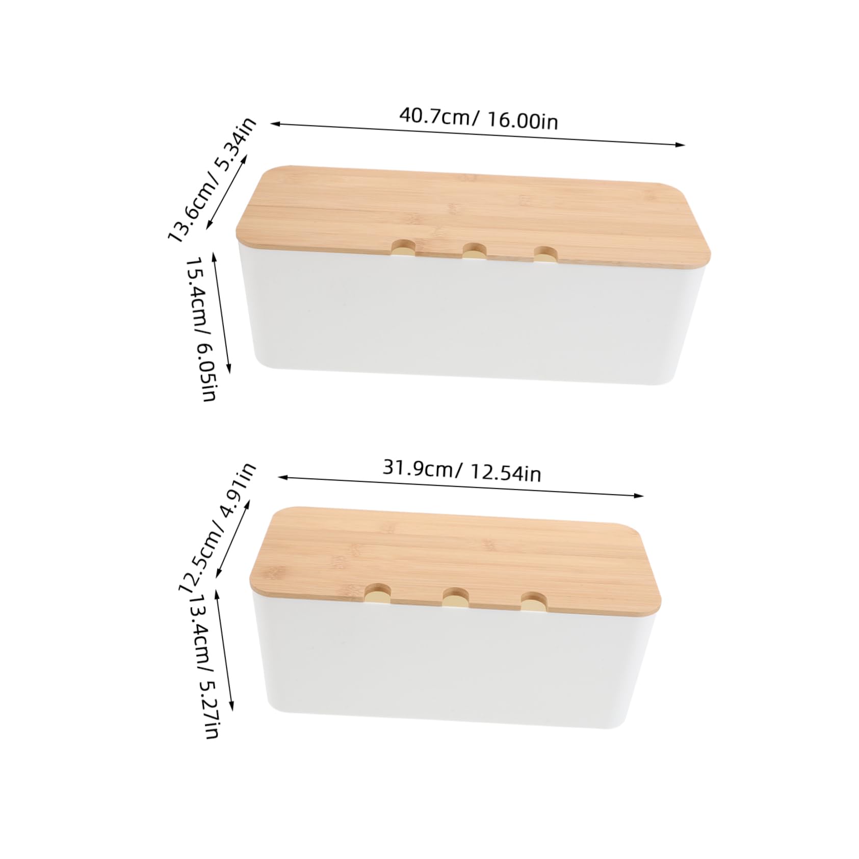 Caja Organizadora para Guardar Cables con Agujeros, Plástico y Madera | Diseño Simple y Moderno, 1 Juego, Acceso Cómodo para Conexiones Múltiples y Orden de Conductores