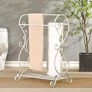 Metal Free Standing Towel Rack for Bathroom 345 H Standing Towel Rack with 3 Tiered Bars and Storage Shelf Floor Towel Rack