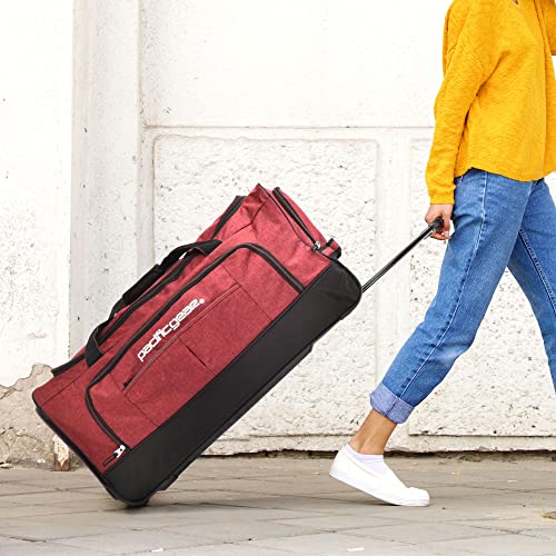 Pacific Gear Rolling Duffel Wheels, Luggage, Hockey Bag, Heavy Duty, Red, Large 30-Inch - Thumbnail 2