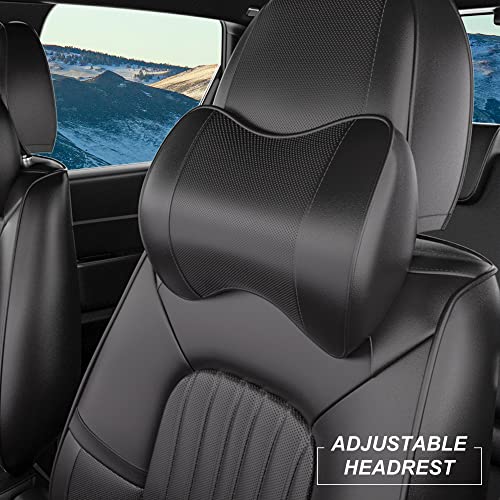Feelon 2 Pieces Zc Front Car Seat Covers, Waterproof Nappa Leather Front Car Seat Protectors With Headrests, Universal Auto Interior Fit For Sedans Suv Pick-Up Truck, Black #TOP4