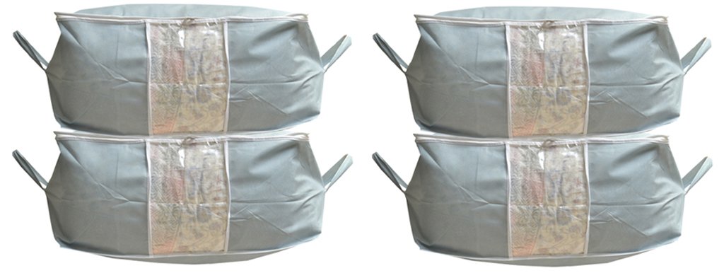 Kuber Industries 4 Piece Non Woven Underbed Storage Organiser Set, Grey (VARIAUNDER02)
