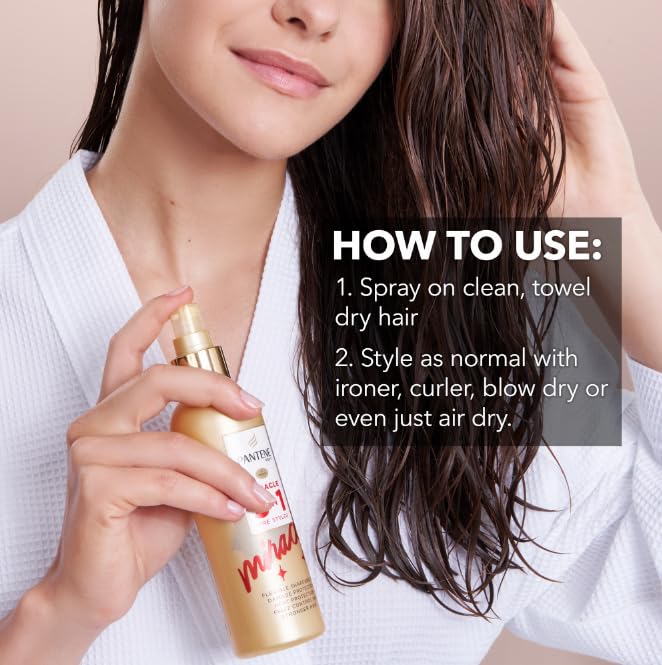 Pantene Heat Protection Spray, Leave In Conditioner, 5-In-1, 200ml, Styling Hairspray, Primer, Shaping, Protecting and Nourishing Hair Treatment - Image 4