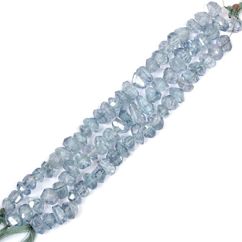 Miniatura 2 de Cuentas facetadas de cuarzo azul natural natural de 0.472-0.591 in, 8 pulgadas de largo, cuentas de piedras preciosas para collar y pulsera
