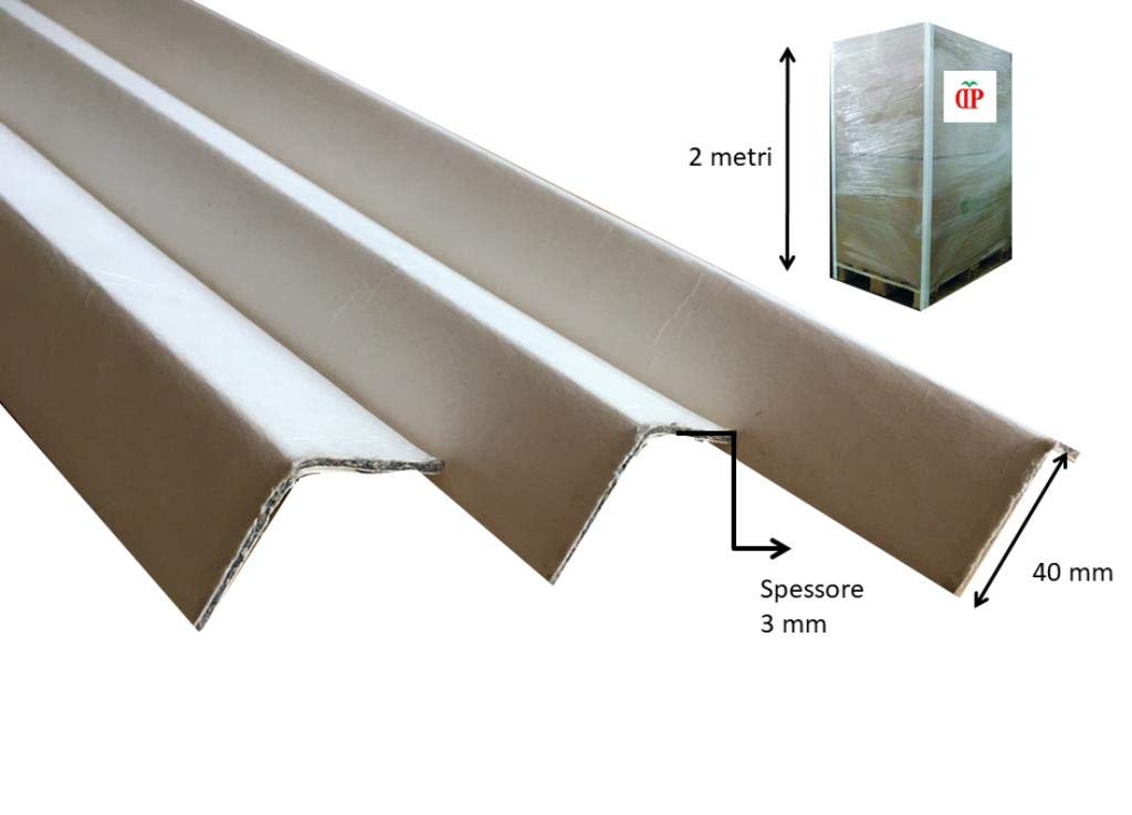 Angolari Cartone Rigidi 2000 x 40 x40 mm Spessore 3mm per Pallet Fino a 2 metri (64)