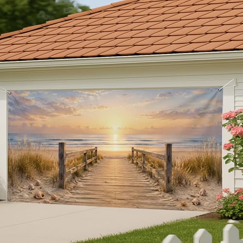 Couverture porte garage sunset décoration été extérieure grand format