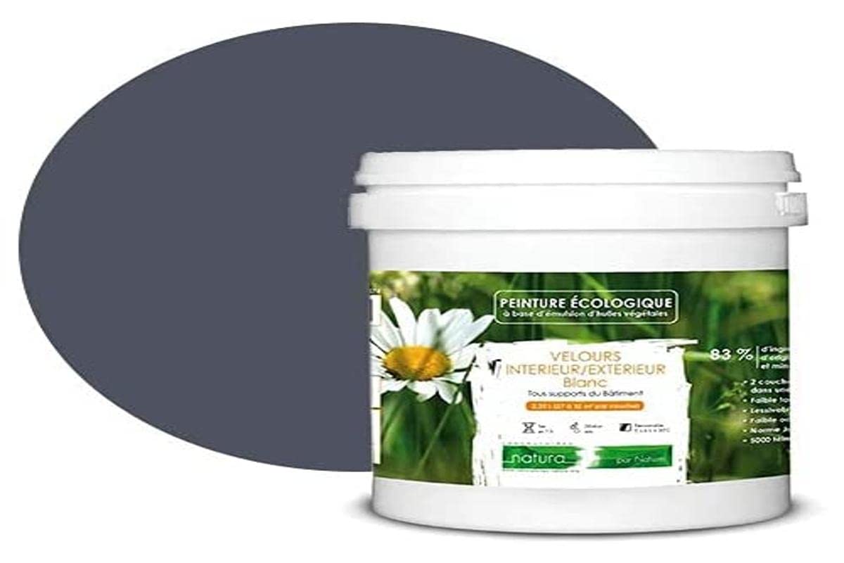 BOX DECO COULEURS Farba naturalna, ekologiczna, do wnętrz, na zewnątrz, wygląd weluru, naturalna, 1 l/13 m² [klasa efektywności energetycznej A+], szary antracytowy