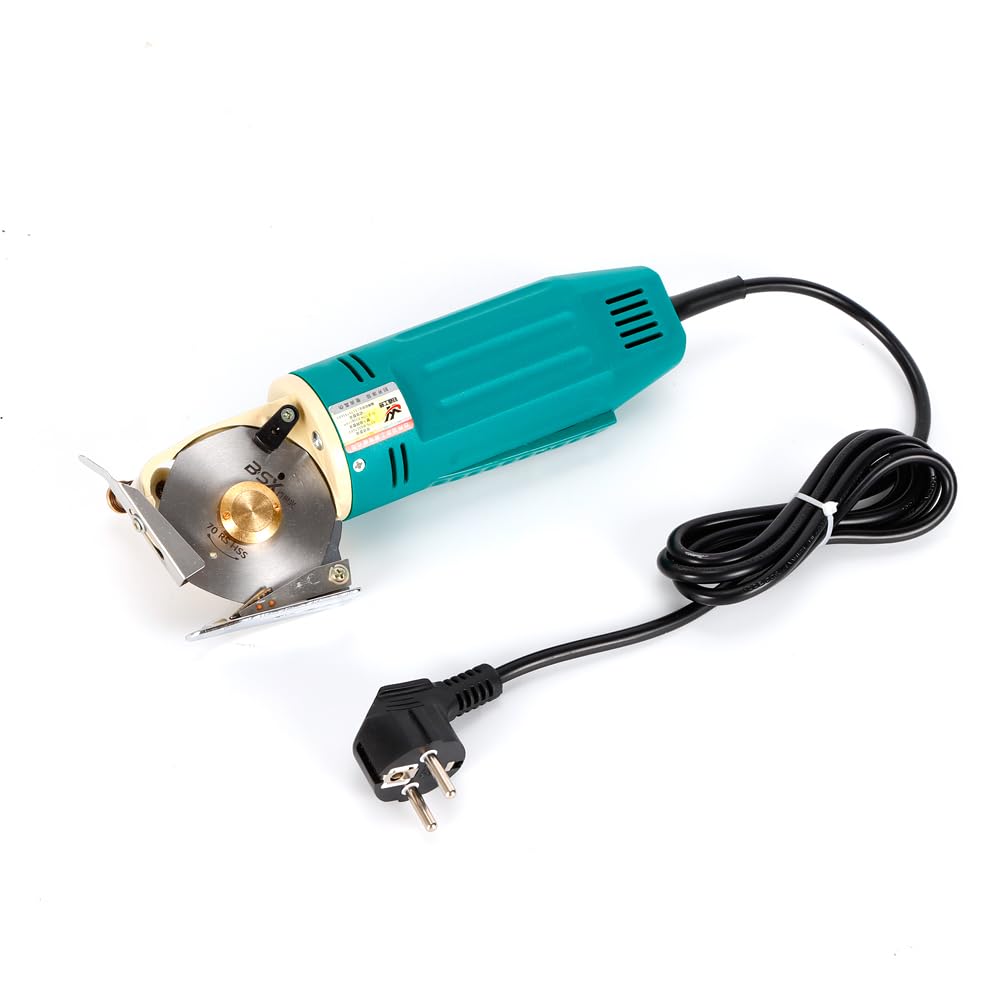Taglierina elettrica industriale per tessuti, 170 W, 220 V, con lama in acciaio da 70 mm, spessore di taglio fino a 25 mm, lama di ricambio, cavo di alimentazione lungo, per tessuti, pelle, carta