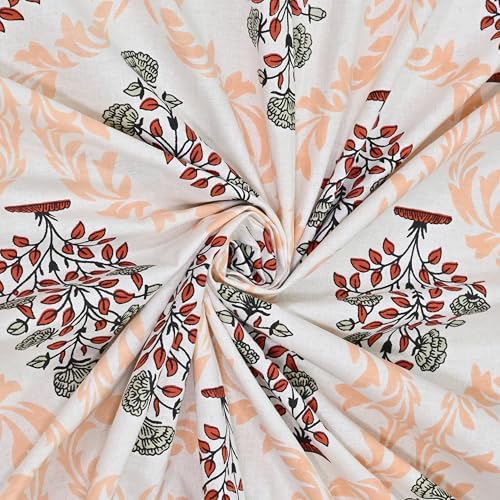 Image of 100% Cotton Single Bedsheet with 1 Pillow Cover | 240 TC Pure Cotton Flat Bed Sheet | Traditional Jaipuri Printed Bedding Set | Soft & Breathable | 60 x 90 Inch (Rangmahal Single 41)