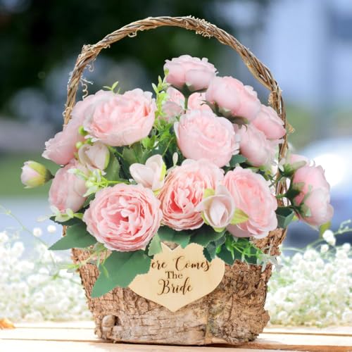 3 Bunches Peony Artificial Flowers Silk Peonies Bouquets Fake Flowers for Table Centerpieces Floral Arrangement Faux Flowers for Home Kitchen Garden Party Wedding Decoration (Pink) image 3