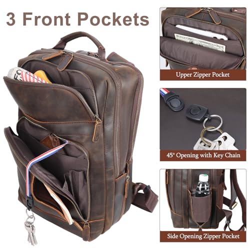 Masa Kawa Brown Leather Laptop Backpack