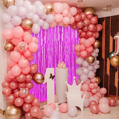 Image of Crosize 3 Pack 3.3 x 9.9 ft Hot Pink Foil Fringe Backdrop Curtains, Streamer Backdrop Curtains, Streamers Birthday Party Decorations, Tinsel Curtains for Parties, Photo Booth Backdrops