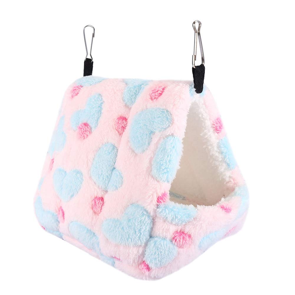 Pssopp Invierno Cálido Suave Mascota Casa Jaula Cama Hamster Cama Estera Mascotas Invierno Cálido Nido Casa Jaula para Hamaca Ardilla Totoro Conejo(17 * 15-Rosa)