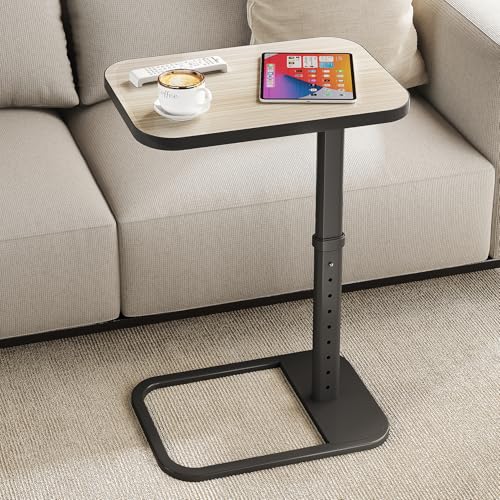 Image of Kitstorack Upgraded TV Tray Table with Panel Lock, Adjustable Height & 90 Flip-Over Design, Sofa Arm End Side Table for Eating, Dinner, Snack, Laptop, Couch, Bed, Chair or Small Spaces, Gray