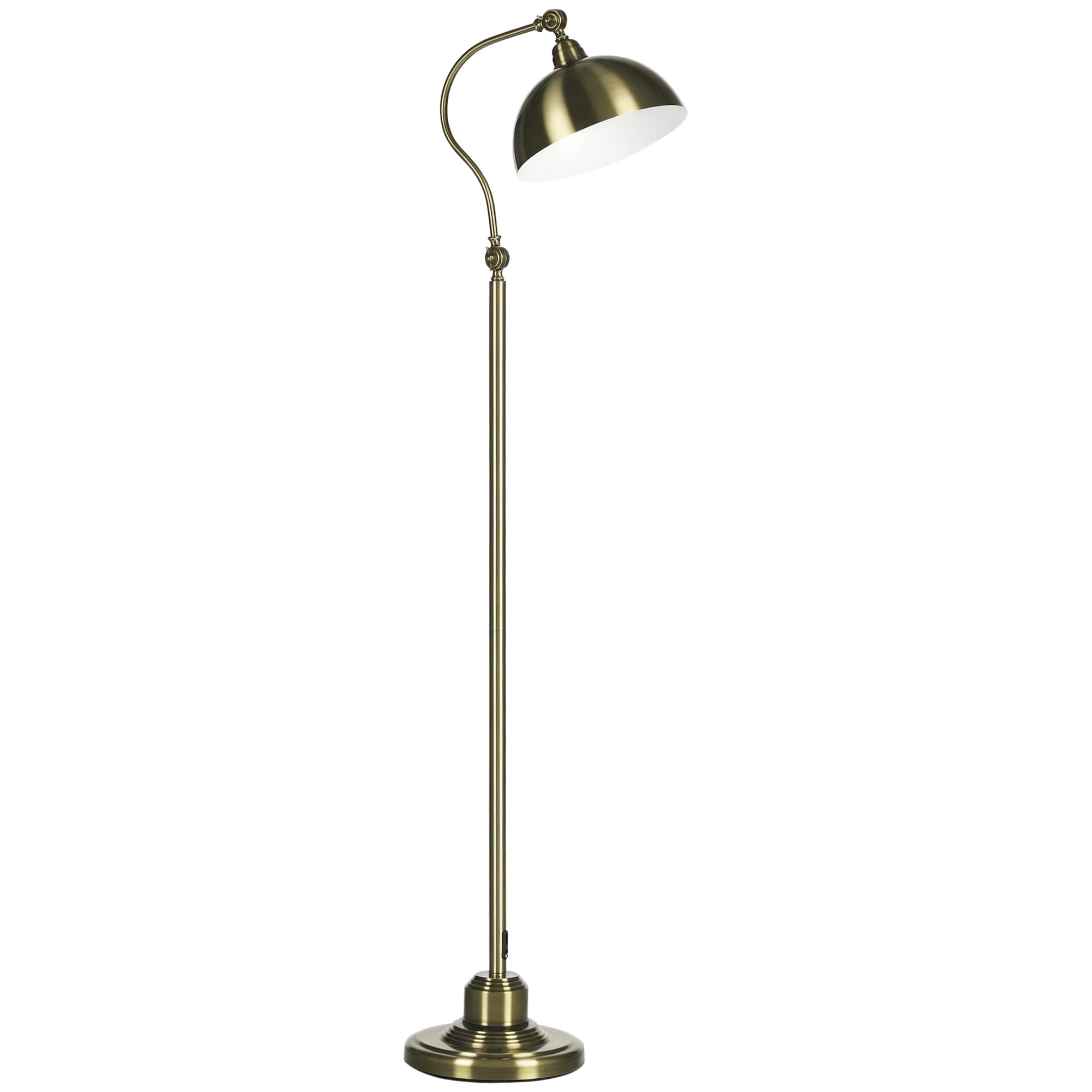 HOMCOM Lampadaire sur Pied Salon Rotatif à 180°, Lampadaire à Arc avec Abat-​Jour Réglable, Interrupteur, Lampe sur Pied E27, Lampe de Lecture en Métal, pour Chambre, Bureau, Bronze