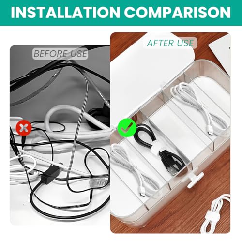 Image of ZORBES Cable Storage Box, Double Layer Clear Wire Organiser With Drawer | Sort Charging Leads and Stationery, Reduce Desk Clutter, Clear Body, Double Layer Compartments, After-Sales Support