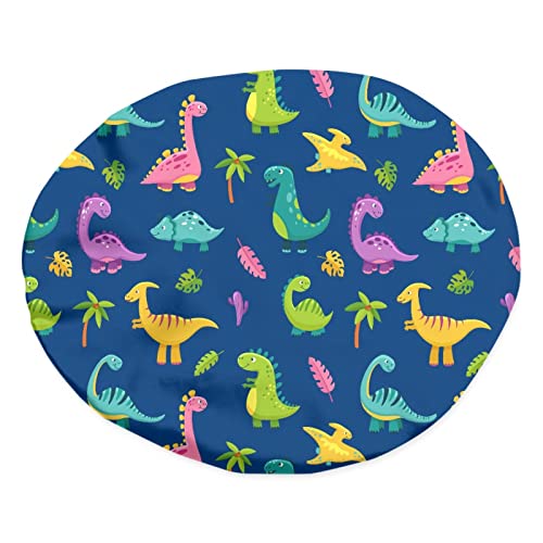 Image of Dinosaur Novelty Print Kids Satin Sleep Cap, Satin Bonnet Boys Girls Adjustable Slouchy Beanie Hat for Night Sleep Curly Spring Summer Fall Winter Hair Cap for Toddler Children Baby