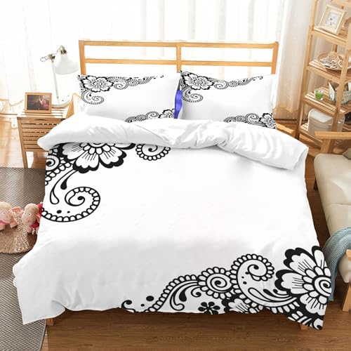 Housse de couette 200x228cm microfibre avec taies d'oreiller fleur vectorielle