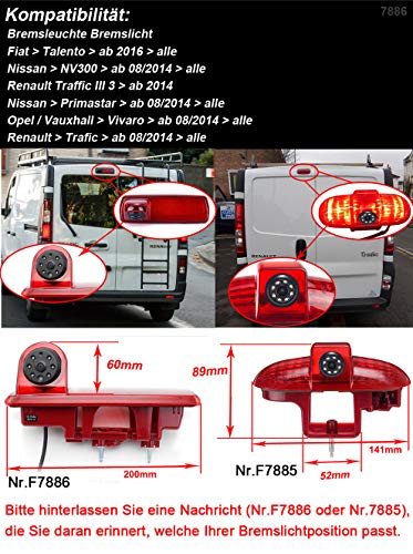 Transporter Van HD IR Night Vision Reverse Camera Car Third Roof Top Mount Brake Light HD Reversing Camera Replacement for FIAT Talento/Nissan NV300/Renault Traffiic/Nissan Primastar/Opel Vauchall - Image 2