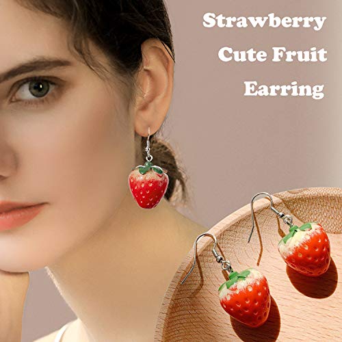 EIELO 16-40 Pairs Cute Funny Weird Earrings Boba Water Bottle Pearl Milk Tea Food Gummy Bear Fruit Mushroom Goldfish Earring Set Cute Funny Dangle Drop Earrings for Women3