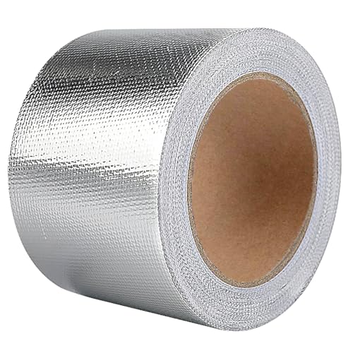 Image of Glass Fiber Cloth Aluminum Foil Tape, 4 inch Professional Insulation High Temperature Duct Tape Withstand 80C to 100C, Reinforced, for HVAC, Repair, Pipe Sealing