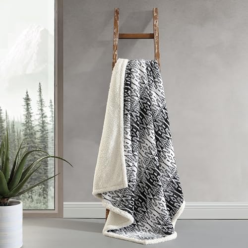 Image of Eddie Bauer - Throw Blanket, Brushed Fleece & Plush Sherpa Soft Bedding, Blanket for Couch & Bed (San Juan Grey, 50 inch x 60 inch)