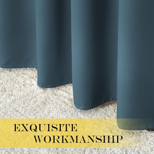NICETOWN Blackout 108 inch Curtains for Sliding Glass Door, Grommet Thermal Insulated Room Darkening Window Treatment Sound Reducing Drapes for Room Divider, 1 Panel, W52 x L108, Smoky Blue