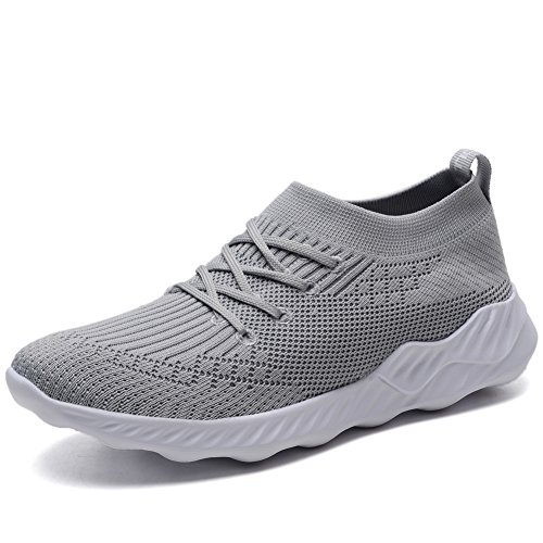 konhill Women's Knit Breathable Casual Sneakers Athletic Tennis Walking Shoes 6 US L.Gray,36