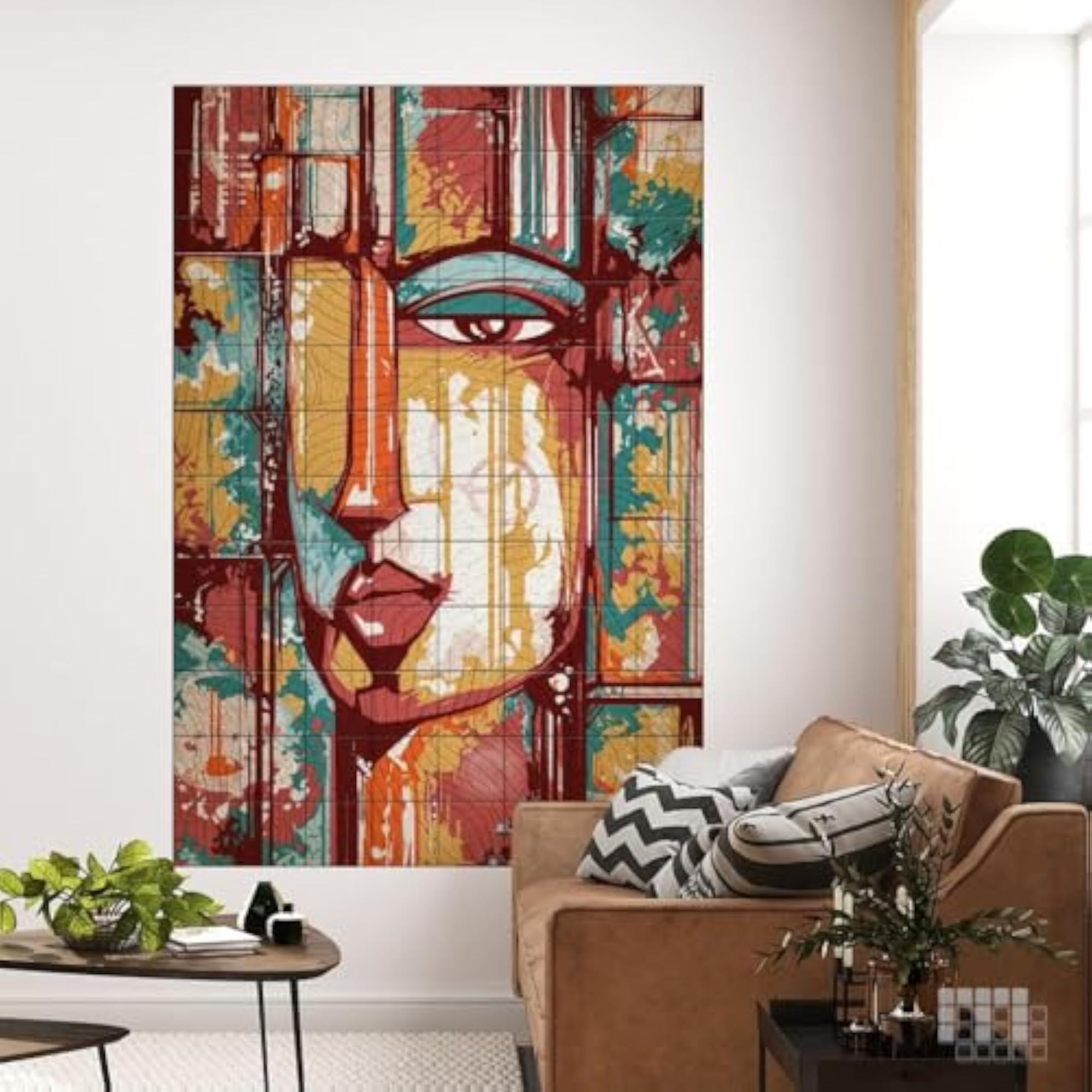 Abstrac Face Wall Tile Accent Peel and Stick Wall Tiles