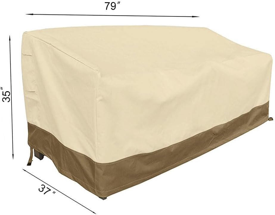 Heavy Duty Patio Sofa Cover, 100% Waterproof 3-Seater Outdoor Sofa Cover,Lawn Outdoor Furniture Covers with Air Vent and Handle, 79" Wx 37" Dx 35" H, Beige&Brown