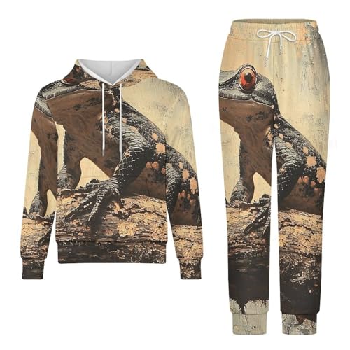 Boy's Girl's Hooded Tracksuit Pullover Sweatshirt Jogging Pants Sweatsuit, Lizard Vintage4