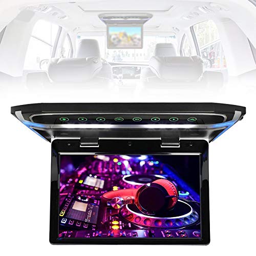 Roboraty Pantalla Ancha Tft Digital HD con Video para Monitor De Techo De 10.1 ',Jugador Abatible del Techo del Coche con Luz Led USB SD 180 ° MAX Ángulo De Apertura,Black