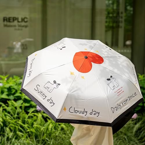 Image of House of Quirk 3-Fold Travel Umbrella - Auto Open /Close Ultra Light and Small Mini Umbrella with Carrying Pouch