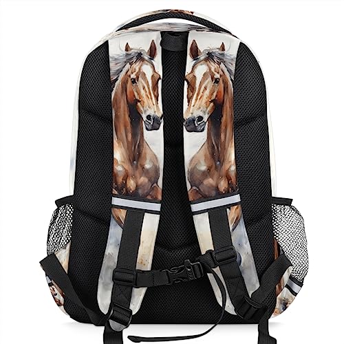 Custom Name Backpack for Boys Girls Teens Watercolor Horse Personalized 16 Inch Kids Backpack Animal Horse Painting Middle Schoolbag Primary Elementary Student Bookbag for Back to School Gift3