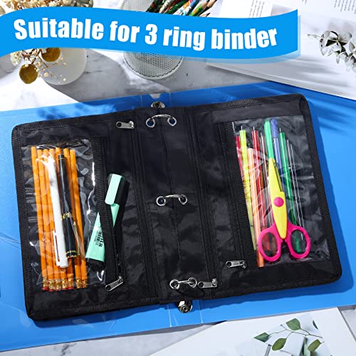 15 Pack 1 Inch Expandable Pencil Pouch 3 Ring Binder Pouches Large Capacity Pencil Pouch With Zipper, Pencil Case With Clear Window, Pencil Bags With Double Pocket For School Office Writing Utensils #TOP3